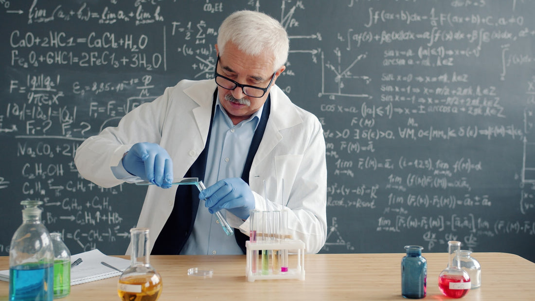 Scientific research laboratory with chemical compounds and analysis equipment